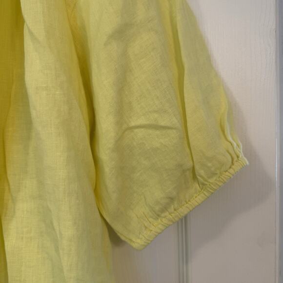 J.Jill Love Linen Sz XL Relaxed Peasant Top Yellow Lightweight Lagenlook Ruffle - Picture 4 of 11